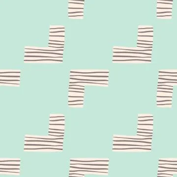 Seamless pattern with light pink corners and black lines on blue background. Stock Illustration