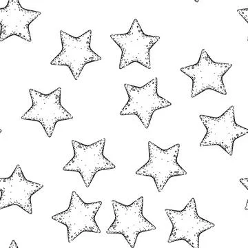 Seamless pattern light star sketch hand drawn Stock Illustration