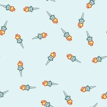 Seamless pattern light torch fire cartoon vector Stock Illustration