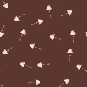 Seamless pattern light vintage table lamp cartoon vector イラスト素材