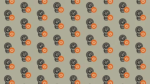 Seamless Pattern of Lightbulb and Power Button Icons. Stock Footage 325386650