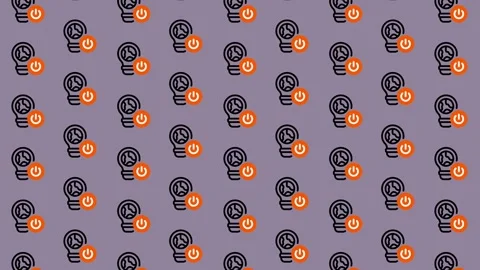 Seamless Pattern of Lightbulb and Power Button Icons. Stock Footage 325386672