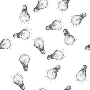 Seamless pattern lightbulb bulb sketch hand drawn Illustrazione stock