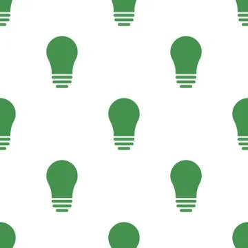 Seamless pattern with lightbulb icon. Green ecological sign. Vector. Stock Illustration