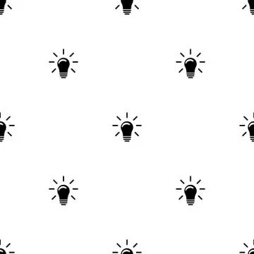 Seamless pattern with lightbulb icon on white background. Idea sign. Vector. Stock Illustration