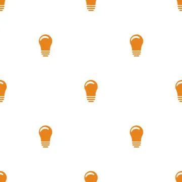 Seamless pattern with lightbulb on white background. Flat style icon. Vector. Illustrazione stock