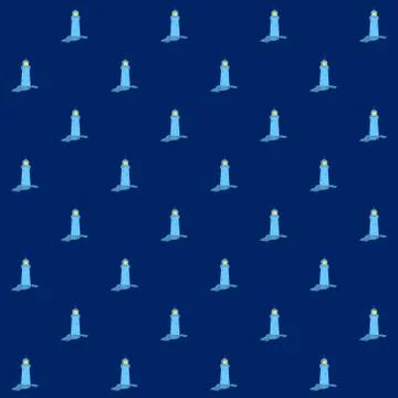 Seamless Pattern with Lighthouse 스톡 일러스트