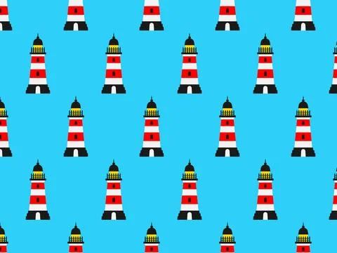 Seamless pattern, lighthouse. Vector illustration Stock-Illustration