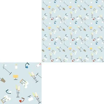Seamless pattern of the lighting elements 70's with pattern unit. Stock Illustration