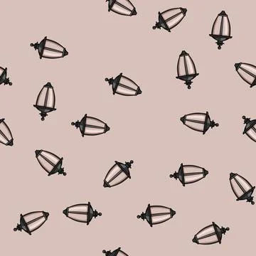 Seamless pattern lighting exterior lamp cartoon vector Stock Illustration