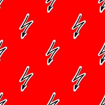 Seamless pattern with Lightning on a red backdrop Illustrazione stock