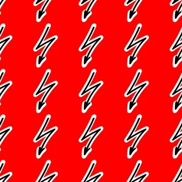 Seamless pattern with Lightning on a red backdrop 스톡 일러스트