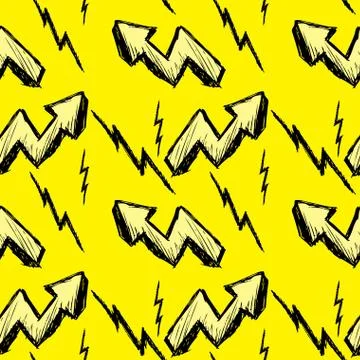 Seamless pattern  lightning on a yellow background. Illustrazione stock