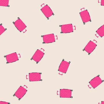 Seamless pattern lightweight hard shell suitcase cartoon vector Stock Illustration