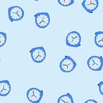 Seamless pattern lightweight travel alarm clock cartoon vector Stock Illustration