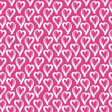 Seamless pattern lilac pink white heart brush strokes lines abstract simple s Stock Illustration