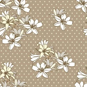 Seamless pattern of lilies Stock Illustration