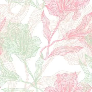 Seamless pattern with lily flowers, for invitations, cards, scrapbooking Illustrazione stock