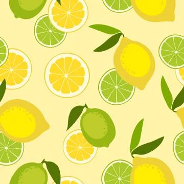 Seamless pattern with lime and lemon. Illustrazione stock