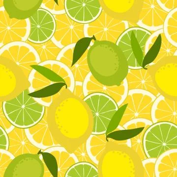 Seamless pattern with lime and lemon. Stock Illustration