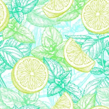 Seamless pattern with lime and mint. Stock Illustration