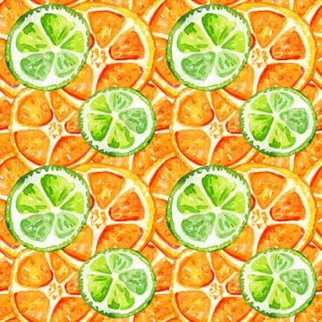Seamless pattern with lime and orange. Stock Illustration