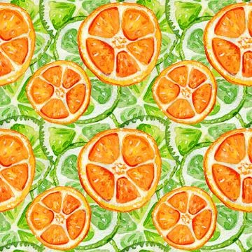 Seamless pattern with lime and orange. Stock Illustration