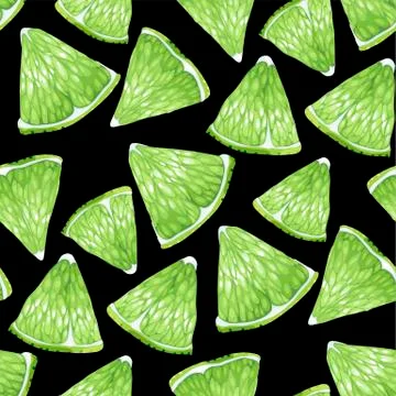 Seamless pattern with lime fruit triangle shape slices made in realistic vect Stock Illustration