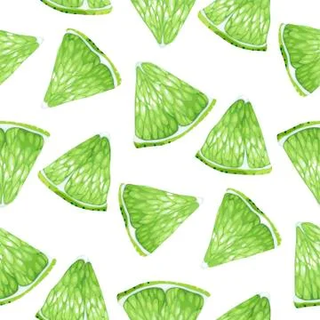 Seamless pattern with lime fruit triangle shape slices made in realistic vect Illustrazione stock