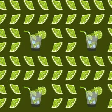 Seamless pattern with lime slices. Vector citrus fruit pattern Stock Illustration
