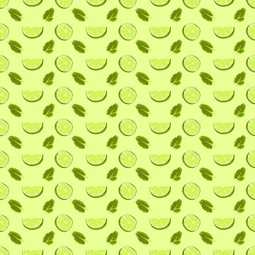 Seamless pattern with lime slices. Vector citrus fruit pattern Stock Illustration