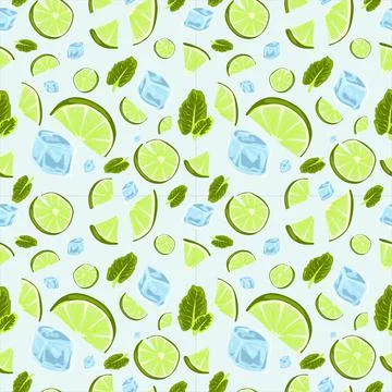 Seamless pattern with lime slices. Vector citrus fruit pattern Stock Illustration