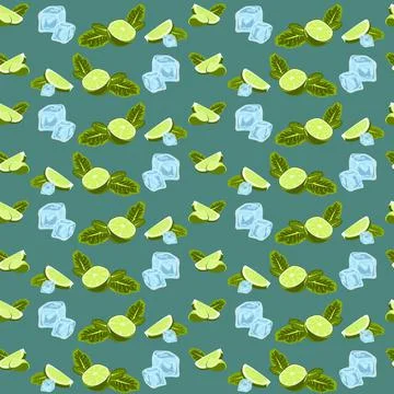 Seamless pattern with lime slices. Vector citrus fruit pattern Stock Illustration