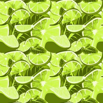 Seamless pattern with lime slices. Vector citrus fruit pattern Illustrazione stock
