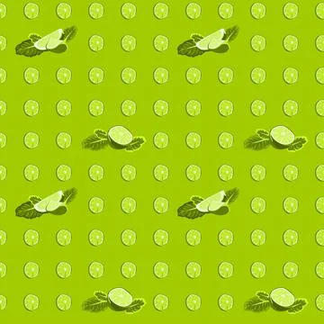 Seamless pattern with lime slices. Vector citrus fruit pattern Stock Illustration