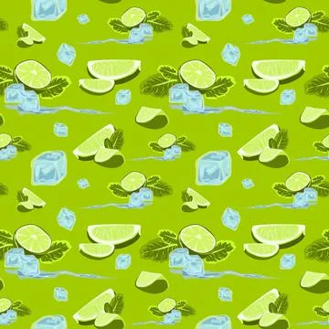 Seamless pattern with lime slices. Vector citrus fruit pattern Stock Illustration