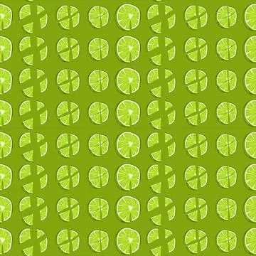 Seamless pattern with lime slices. Vector citrus fruit pattern Stock Illustration