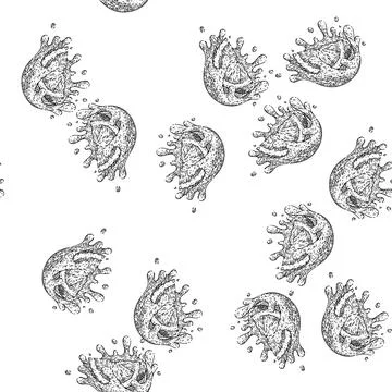 Seamless pattern lime splash juicy sketch hand drawn Stock Illustration