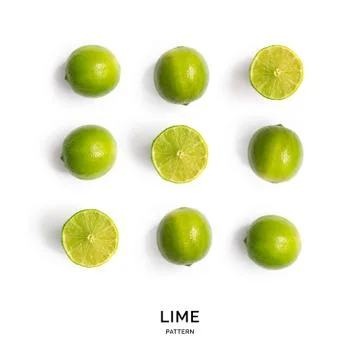 Seamless pattern with lime.Lime on the white background. Stock Photos