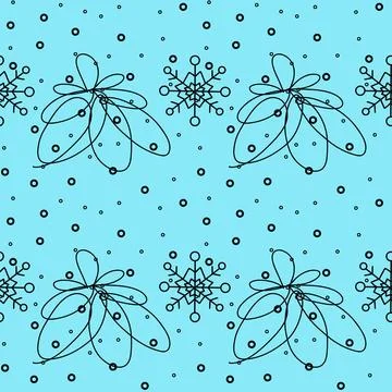 Seamless pattern. Line art of abstract Christmas trees with ornaments Stock Illustration