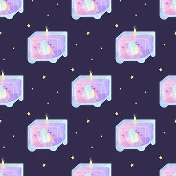 Seamless pattern, line art, gel candle , ocultism magic Stock Illustration