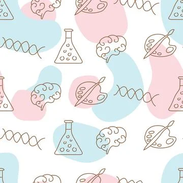 Seamless Pattern Line Art Little Kids Stock Illustration