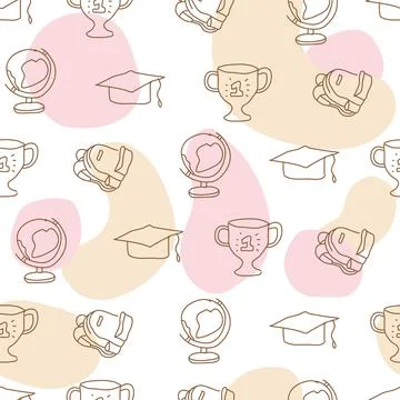 Seamless Pattern Line Art Little Kids Stock Illustration