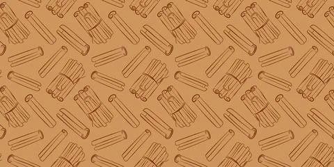Seamless pattern of line art style cinnamon stick. Background for wallpaper Stock Illustration