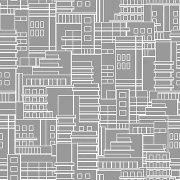 Seamless pattern with line buildings. Background real estate company. Illustrazione stock
