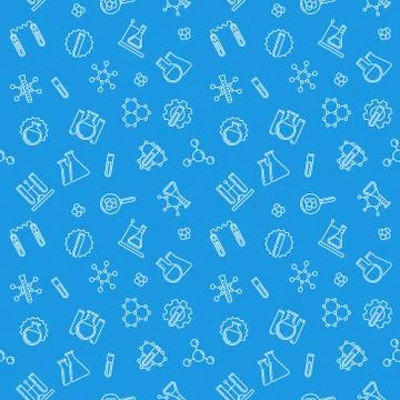 Seamless pattern with line Chemistry Lab Equipment icons Stock Illustration