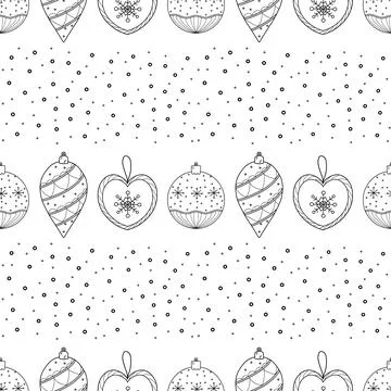 Seamless pattern. Line drawing of winter symbols. Stock Illustration
