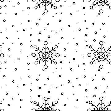 Seamless pattern. Line drawing of winter symbols. Stock Illustration