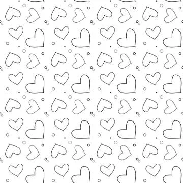 Seamless pattern with line hearts on a white background. Valentine s Day. Vector Illustrazione stock