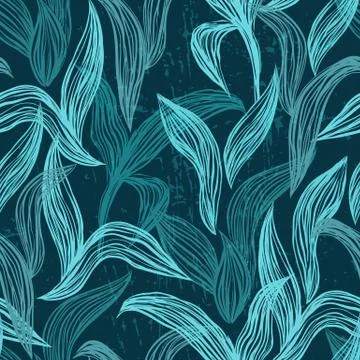 Seamless pattern with line leaves Stock Illustration